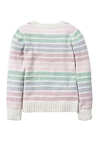 Girls 4-6x Striped Crew Neck Sweater