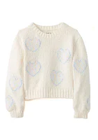 Girls 4-6x Ombré Flowers Crew Neck Sweater