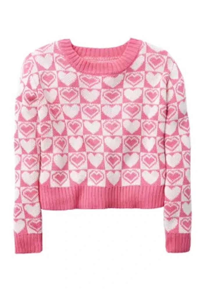 Girls 4-6x Groovy Heart Printed Sweater