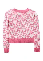 Girls 4-6x Groovy Heart Printed Sweater