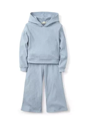 Girls 4-6x Ribbed Knit Hooded Top and Pants Set