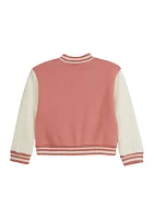 Girls 4-6x French Terry Varsity Bomber Jacket