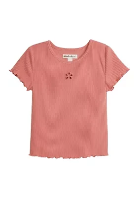 Girls 4-6x Front Cutout Ribbed Knit Top