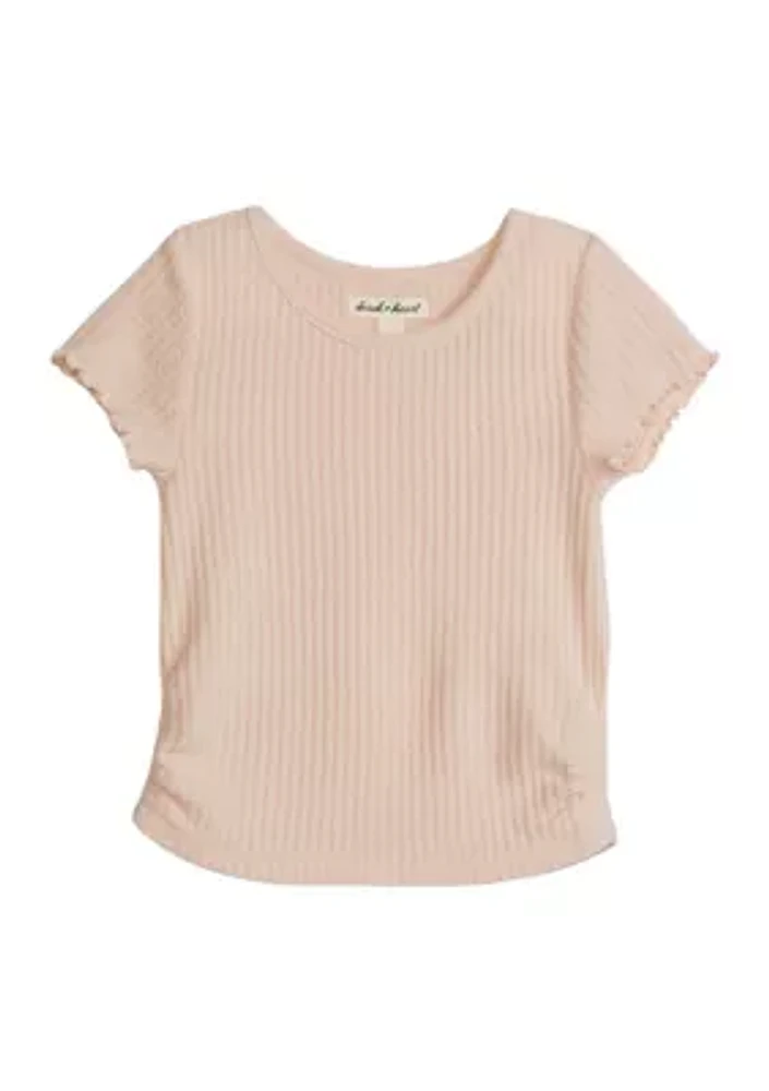 Girls 4-6x Short Sleeve Brushed Waffle Top