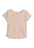 Girls 4-6x Short Sleeve Brushed Waffle Top