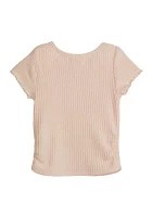 Girls 4-6x Short Sleeve Brushed Waffle Top