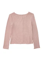 Girls 4-6x Button Front Brushed Ribbed Sweater