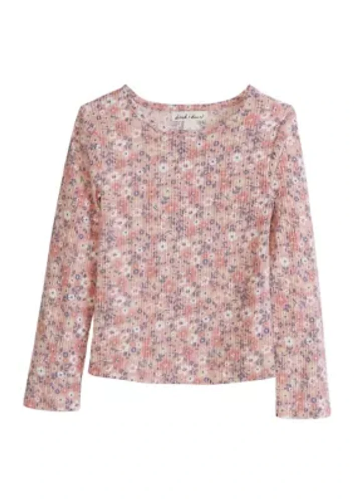 Girls 4-6x Floral Waffle Knit T-Shirt