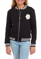 Girls 7-16 French Terry Varsity Bomber Jacket