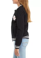 Girls 7-16 French Terry Varsity Bomber Jacket