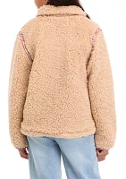 Girls 7-16 Sherpa Jacket with Printed Pockets