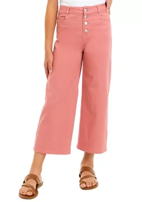 Girls 7-16 Wide Leg Button Front Pants