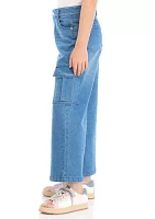 Girls 7-16 Wide Leg Denim Cargo Jeans