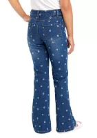 Girls 7-16 Denim Flare Jeans with Daisy Print