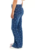 Girls 7-16 Denim Flare Jeans with Daisy Print