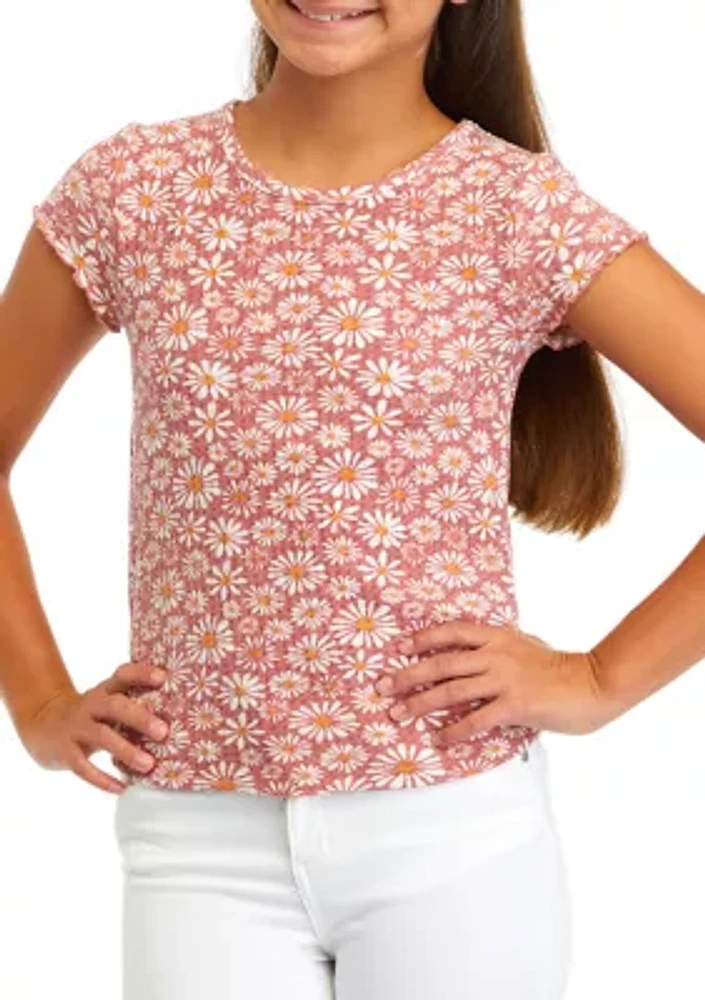 Girls 7-16 Brushed Waffle Short Sleeve Top