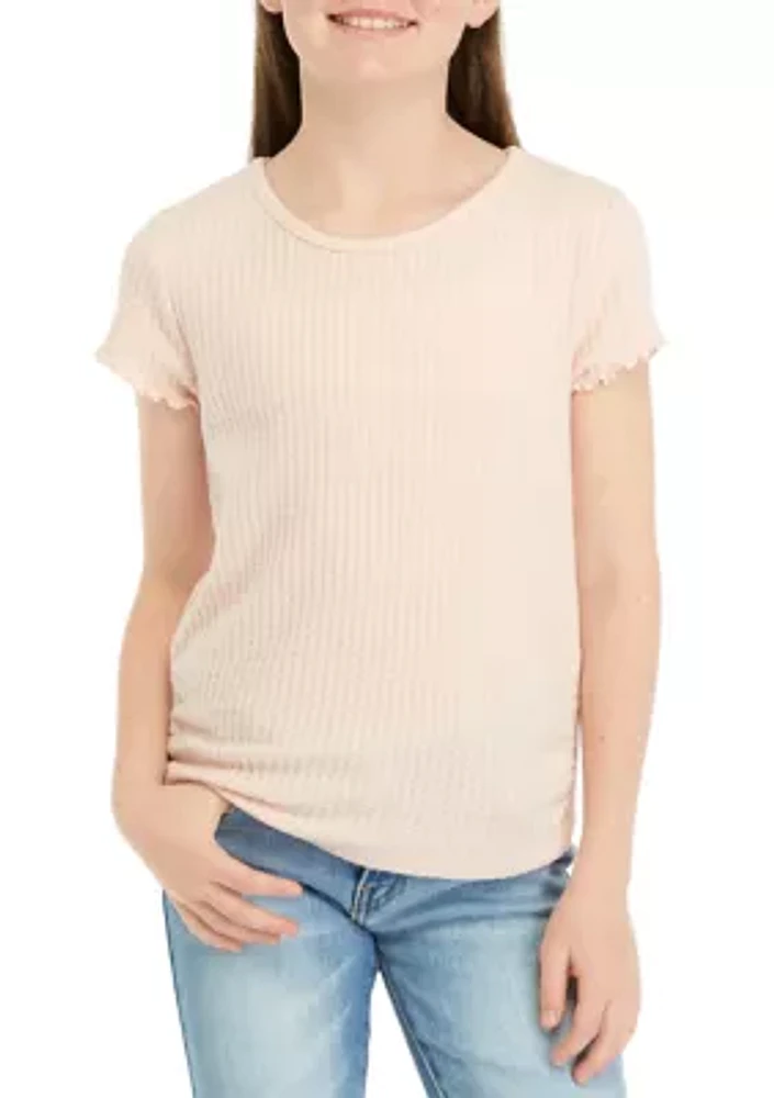 Girls 7-16 Solid Waffle Knit Top