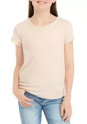 Girls 7-16 Solid Waffle Knit Top