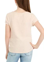 Girls 7-16 Solid Waffle Knit Top