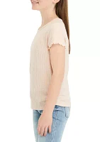 Girls 7-16 Solid Waffle Knit Top