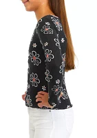 Girls 7-16 Printed Button Front Top