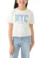 Girls 7-16 Solid Jersey T-Shirt with Appliqué