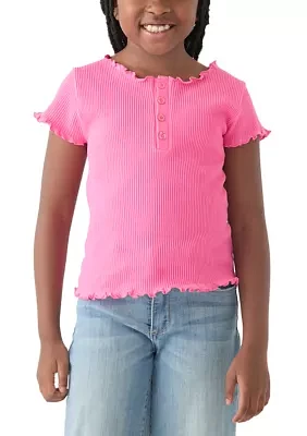 Girls 7-16 Seamless Ribbed Henley Shirt