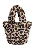 Girls Leopard Printed Fur Handbag