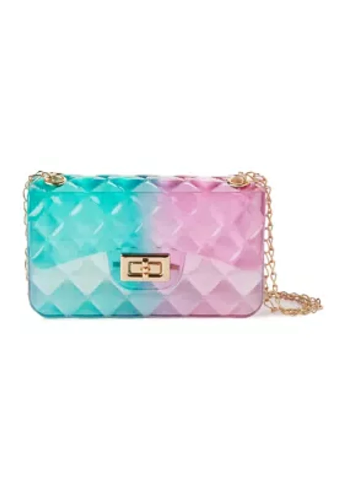 Transparent Quilted Texture Jelly Bag with Chain