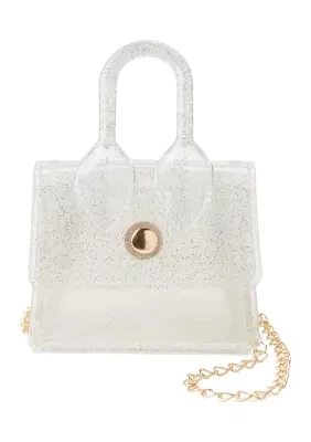 Girls Transparent Glitter Extra Small Jelly Bag with Removable Crossbody Strap