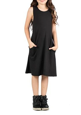 Girls Sleeveless Pocket Swing Dress