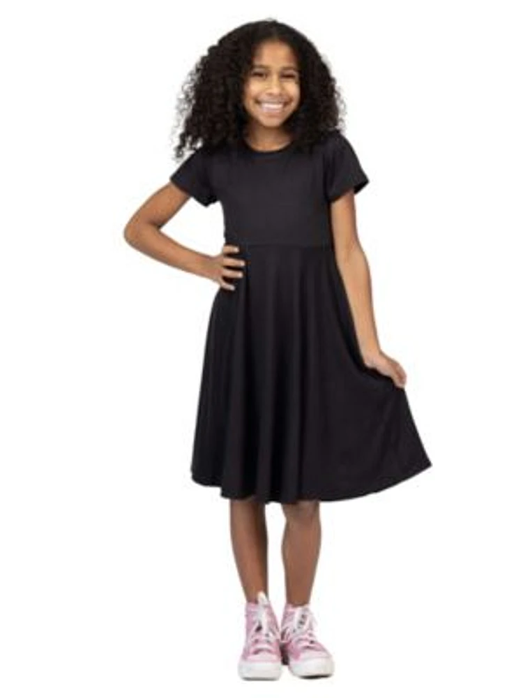 Girls Flowy Short Sleeve Dress