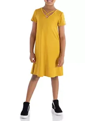 24seven Comfort Apparel Girls Short Sleeve T Shirt Dress