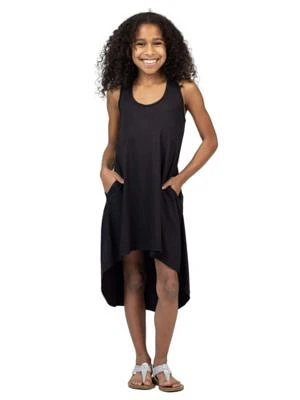 Girls High Low Sleeveless Pocket Dress