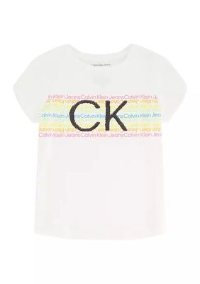 Belk Girls 7-16 Rainbow Monogram Logo T-Shirt