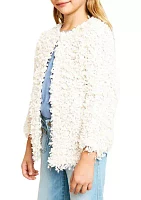 Girls 7-16 Fringe Keyhole Cardigan