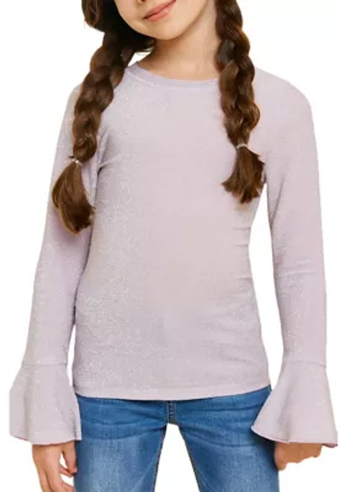 Girls 7-16 Glittery Long Sleeve Top