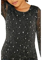 Girls 7-16 Sheer Mesh Sparkle Top