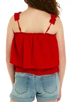 Girls 7-16 Tiered Pleated Strap Tank