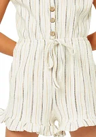 Girls 7-16 Striped Button Down Romper