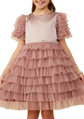 Girls 7-16 Lustrous Tulle Tiered Dress