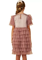 Girls 7-16 Lustrous Tulle Tiered Dress