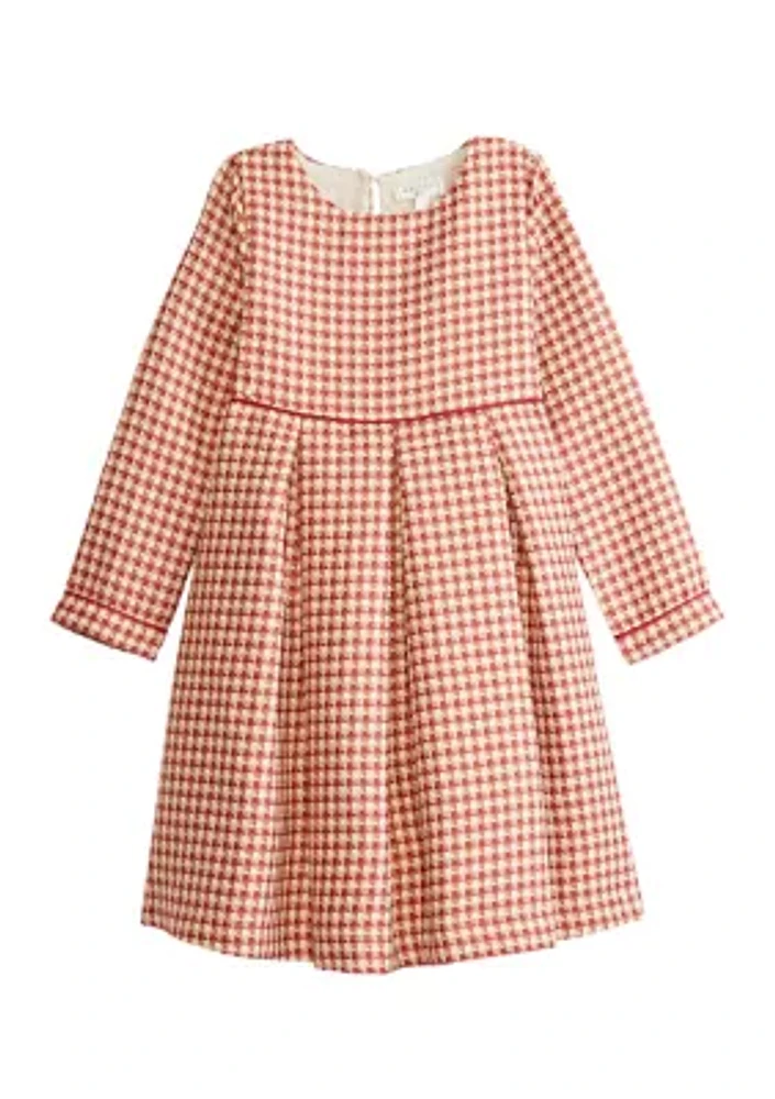 Girls 7-16 Houndstooth Color Block Dress