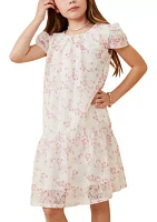 Girls 7-16 Floral Eyelet Lace Tiered Dress