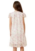 Girls 7-16 Floral Eyelet Lace Tiered Dress