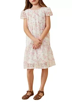 Girls 7-16 Floral Eyelet Lace Tiered Dress