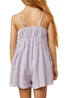 Girls 7-16 Textured Bow Front Tank Romper