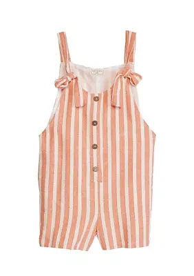 Girls 7-16 Striped Button Detail Tie Knot Romper