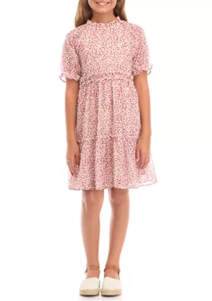 Girls 7-16 Ditsy Floral Ruffle Detail Dress