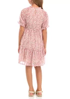 Girls 7-16 Ditsy Floral Ruffle Detail Dress